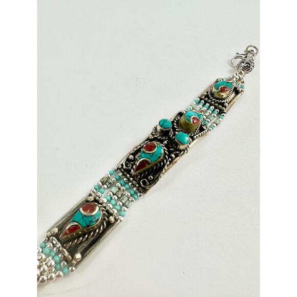Tibetan Silver Bracelet‎ Handmade Boho - Picture 1 of 6